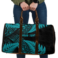 New Zealand Rugby Pacific Personalised Travel Bag All Turquoise Maori Pasifika Fern Pattern LT9 Turquoise - Polynesian Pride