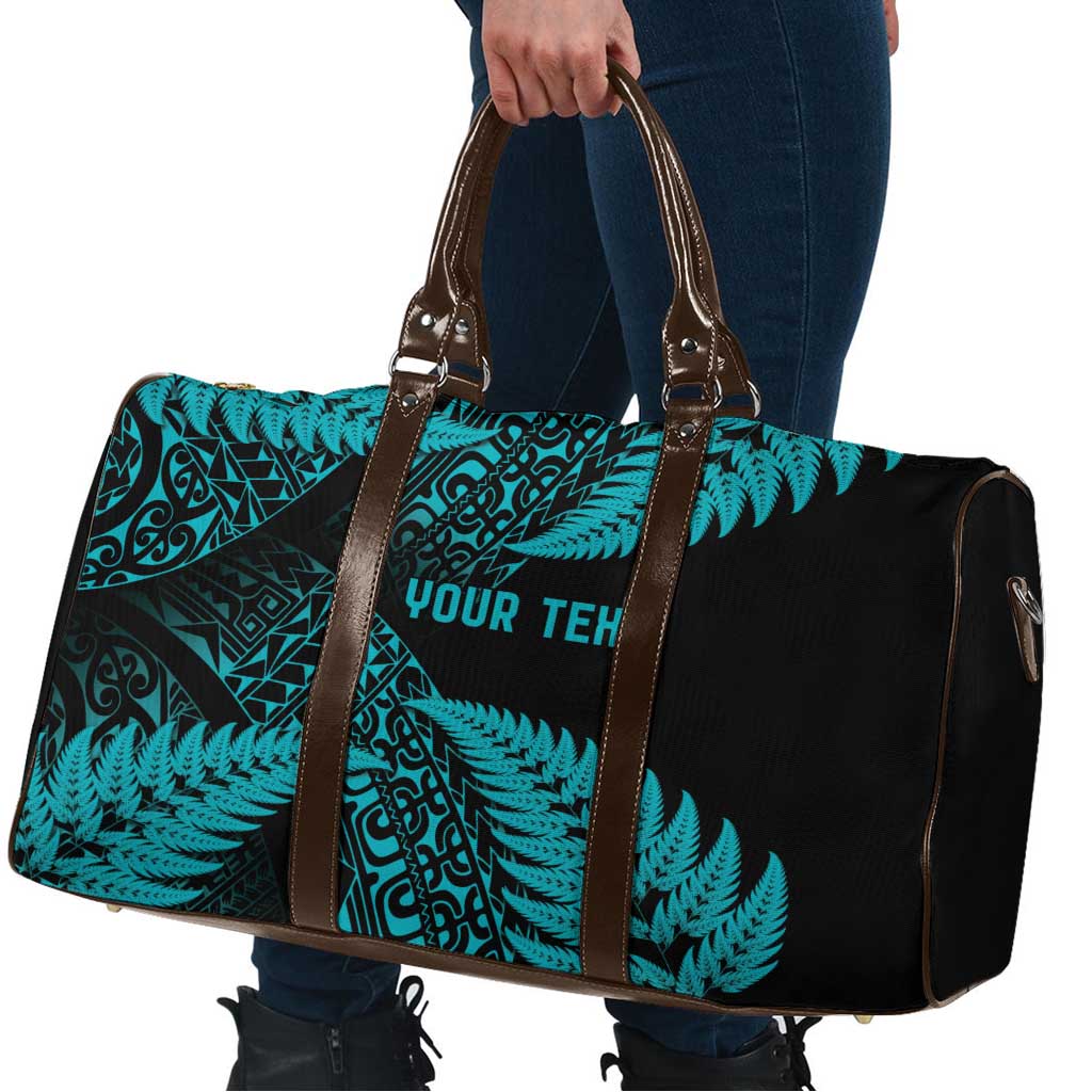 New Zealand Rugby Pacific Personalised Travel Bag All Turquoise Maori Pasifika Fern Pattern LT9 - Polynesian Pride
