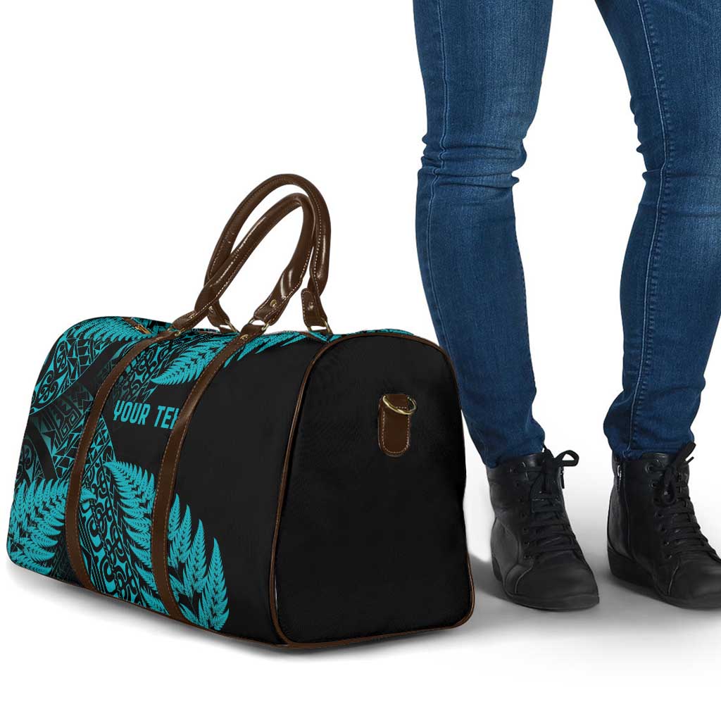 New Zealand Rugby Pacific Personalised Travel Bag All Turquoise Maori Pasifika Fern Pattern LT9 - Polynesian Pride