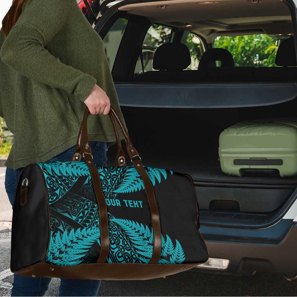 New Zealand Rugby Pacific Personalised Travel Bag All Turquoise Maori Pasifika Fern Pattern LT9 - Polynesian Pride