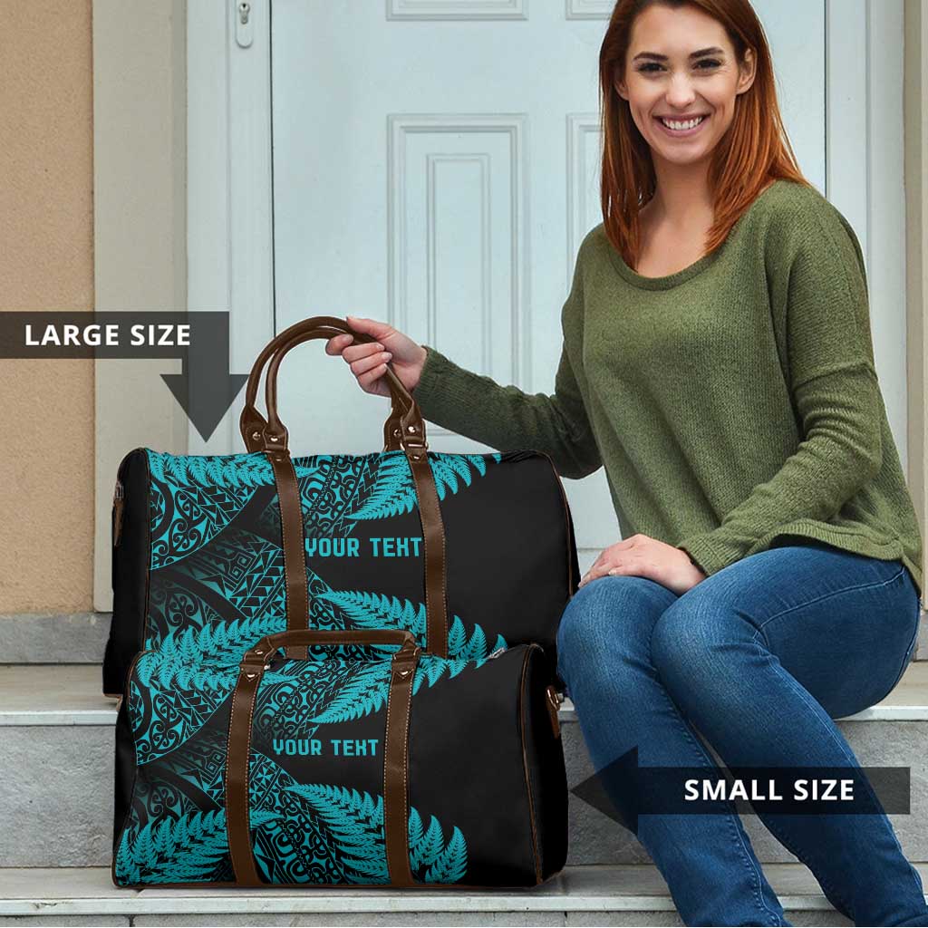 New Zealand Rugby Pacific Personalised Travel Bag All Turquoise Maori Pasifika Fern Pattern LT9 - Polynesian Pride
