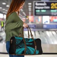 New Zealand Rugby Pacific Personalised Travel Bag All Turquoise Maori Pasifika Fern Pattern LT9 - Polynesian Pride