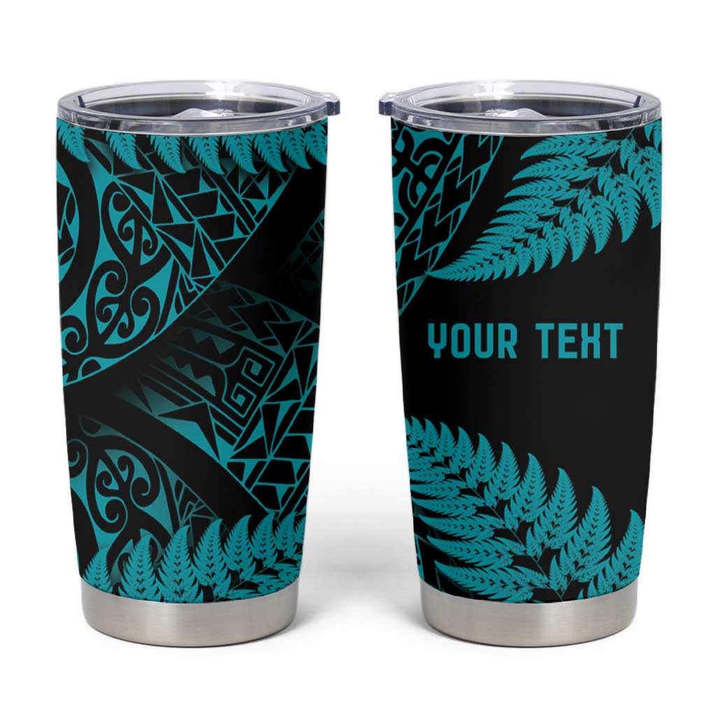 New Zealand Rugby Pacific Personalised Tumbler Cup All Turquoise Maori Pasifika Fern Pattern LT9 Turquoise - Polynesian Pride