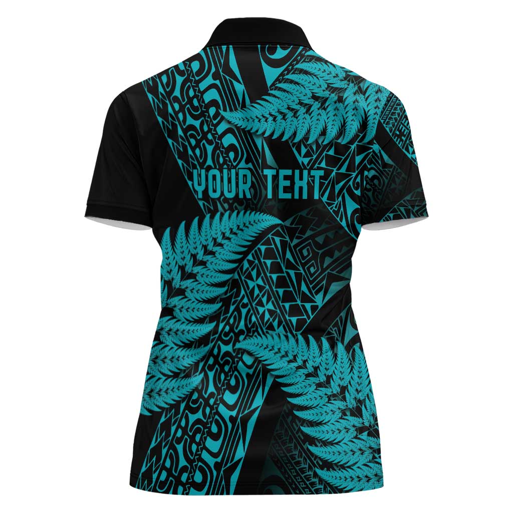 New Zealand Rugby Pacific Personalised Women Polo Shirt All Turquoise Maori Pasifika Fern Pattern LT9 - Polynesian Pride