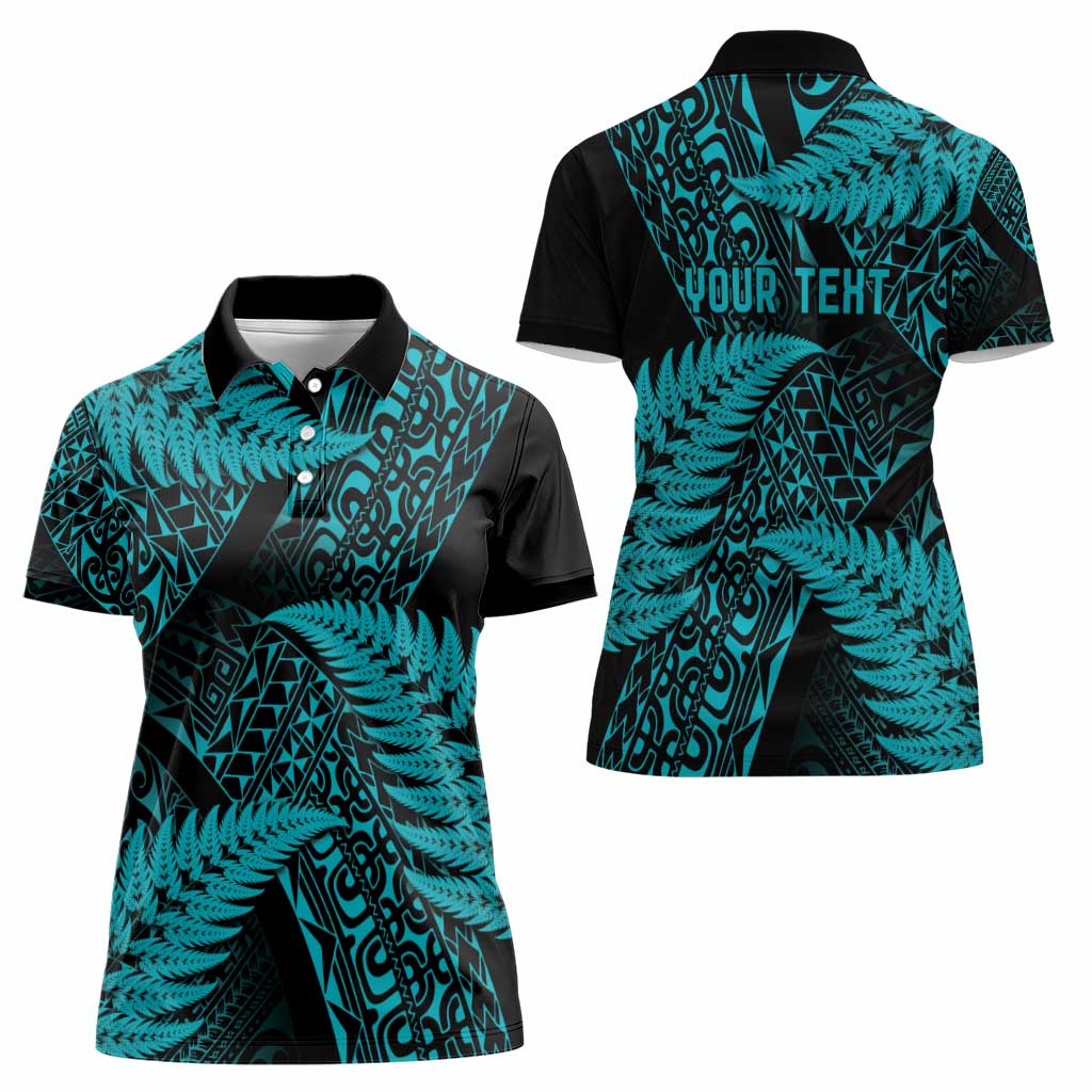New Zealand Rugby Pacific Personalised Women Polo Shirt All Turquoise Maori Pasifika Fern Pattern LT9 - Polynesian Pride