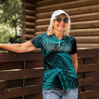 New Zealand Rugby Pacific Personalised Women Polo Shirt All Turquoise Maori Pasifika Fern Pattern LT9 - Polynesian Pride