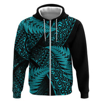 New Zealand Rugby Pacific Personalised Zip Hoodie All Turquoise Maori Pasifika Fern Pattern LT9 Zip Hoodie Turquoise - Polynesian Pride
