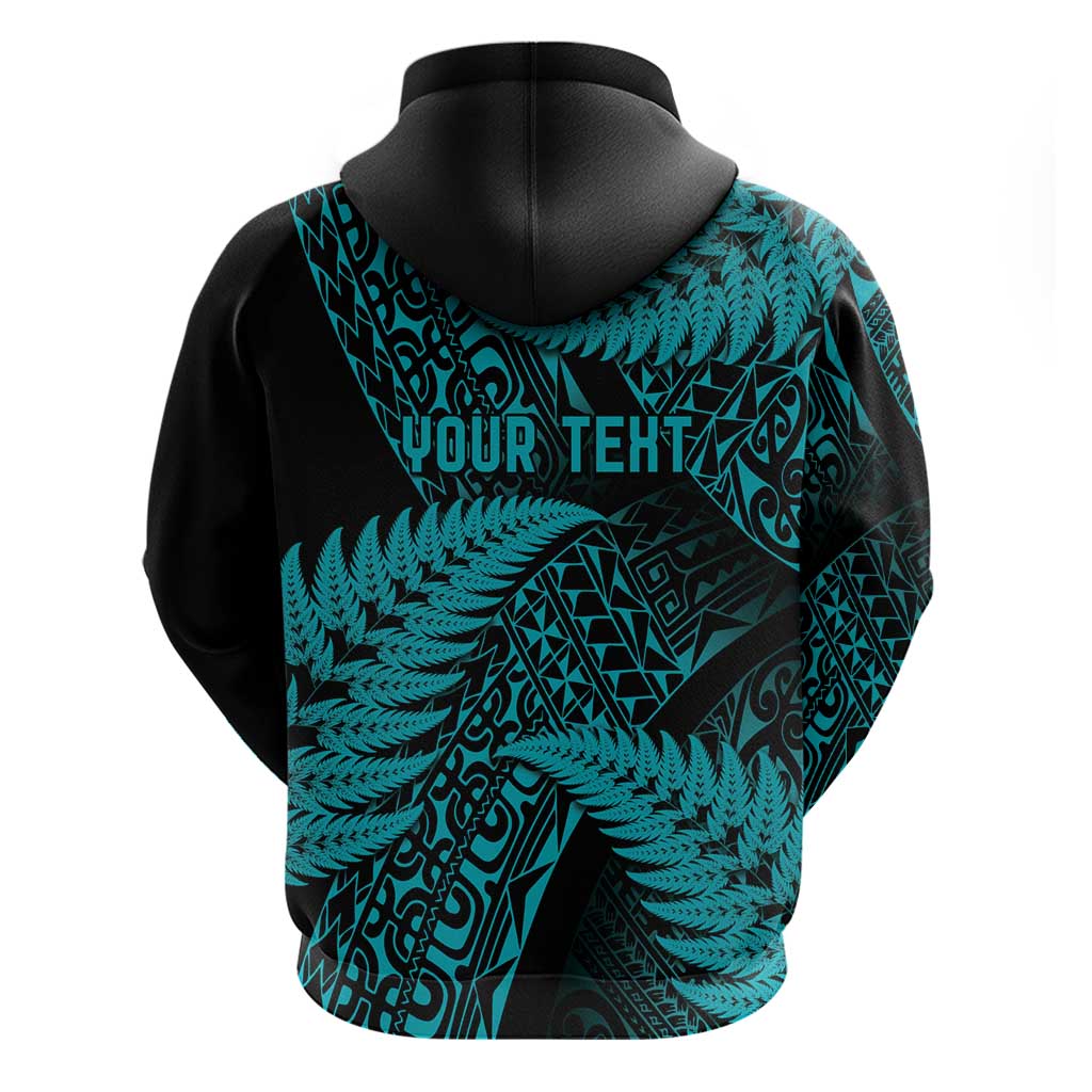 New Zealand Rugby Pacific Personalised Zip Hoodie All Turquoise Maori Pasifika Fern Pattern LT9 - Polynesian Pride
