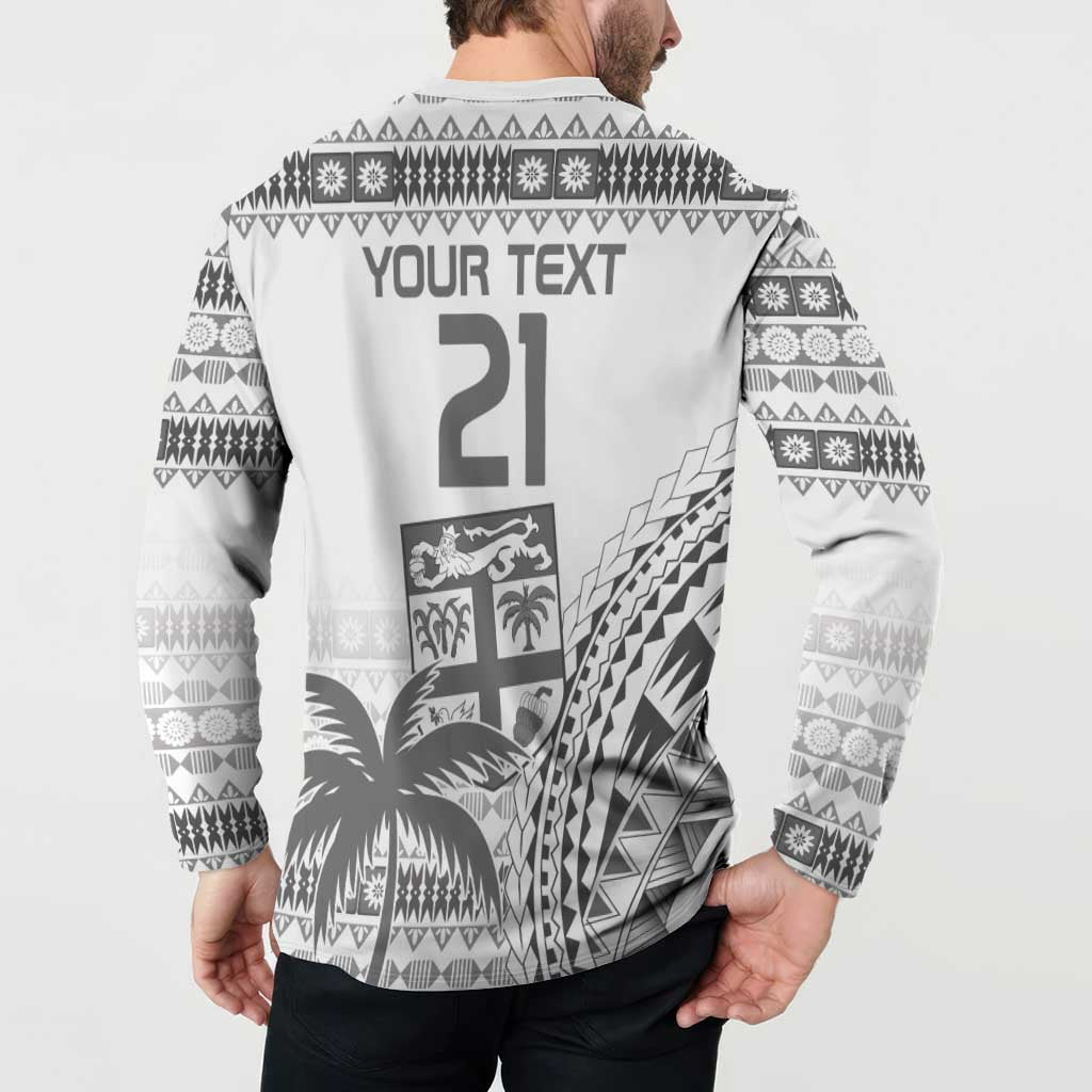 Custom Fiji Rugby Button Sweatshirt Polynesian Fijian Masi Palm Tree LT9 - Polynesian Pride