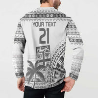 Custom Fiji Rugby Button Sweatshirt Polynesian Fijian Masi Palm Tree LT9 - Polynesian Pride