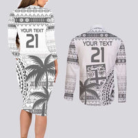 Custom Fiji Rugby Couples Matching Long Sleeve Bodycon Dress and Long Sleeve Button Shirt Polynesian Fijian Masi Palm Tree LT9 - Polynesian Pride