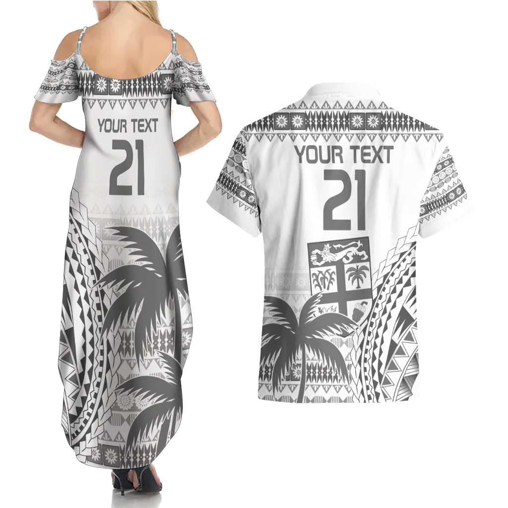 Custom Fiji Rugby Couples Matching Summer Maxi Dress and Hawaiian Shirt Polynesian Fijian Masi Palm Tree LT9 - Polynesian Pride