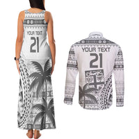 Custom Fiji Rugby Couples Matching Tank Maxi Dress and Long Sleeve Button Shirt Polynesian Fijian Masi Palm Tree LT9 - Polynesian Pride