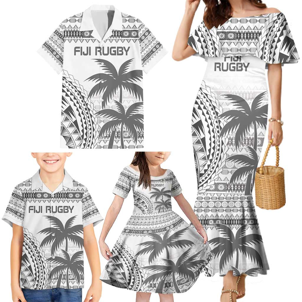 Custom Fiji Rugby Family Matching Mermaid Dress and Hawaiian Shirt Polynesian Fijian Masi Palm Tree LT9 - Polynesian Pride