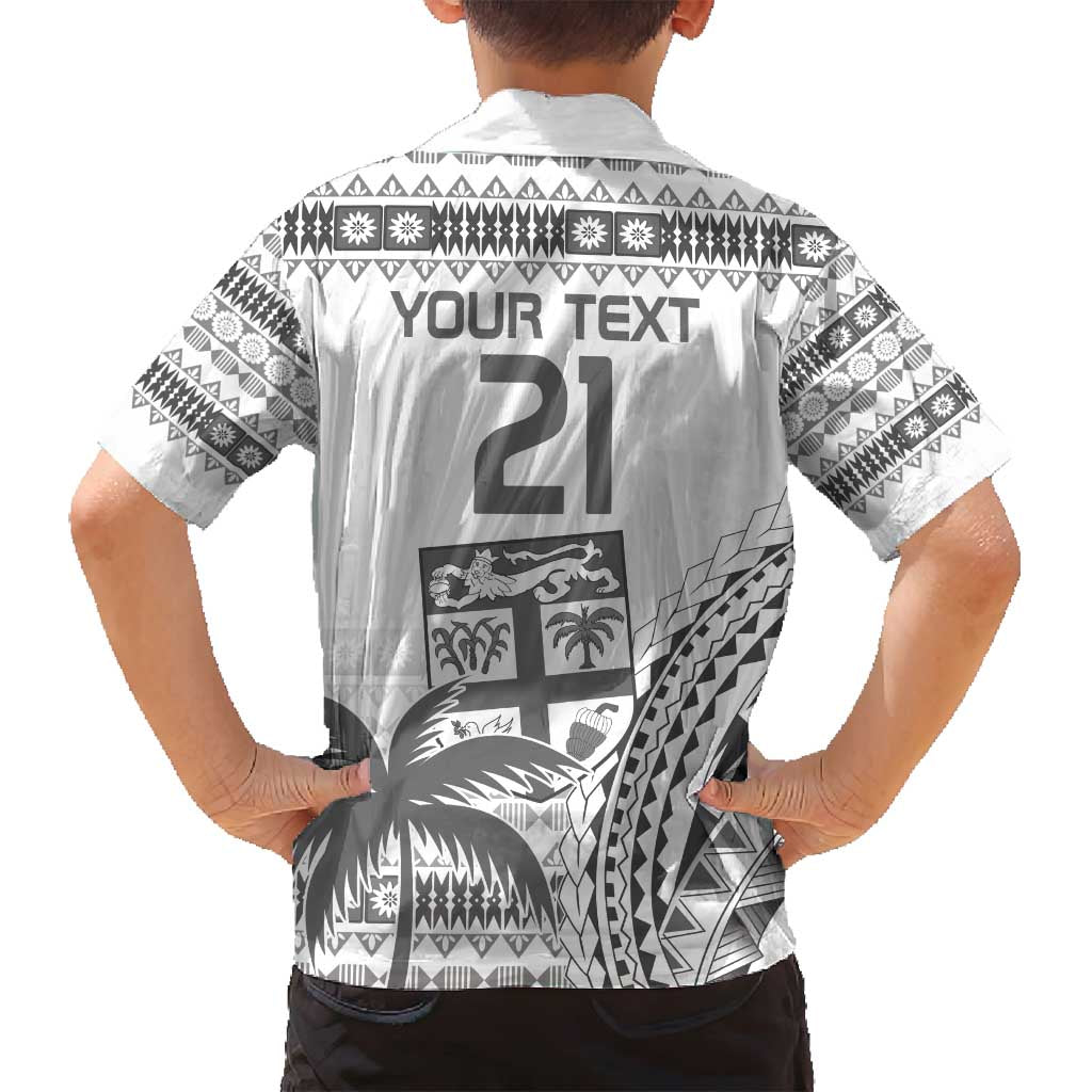 Custom Fiji Rugby Family Matching Off Shoulder Maxi Dress and Hawaiian Shirt Polynesian Fijian Masi Palm Tree LT9 - Polynesian Pride