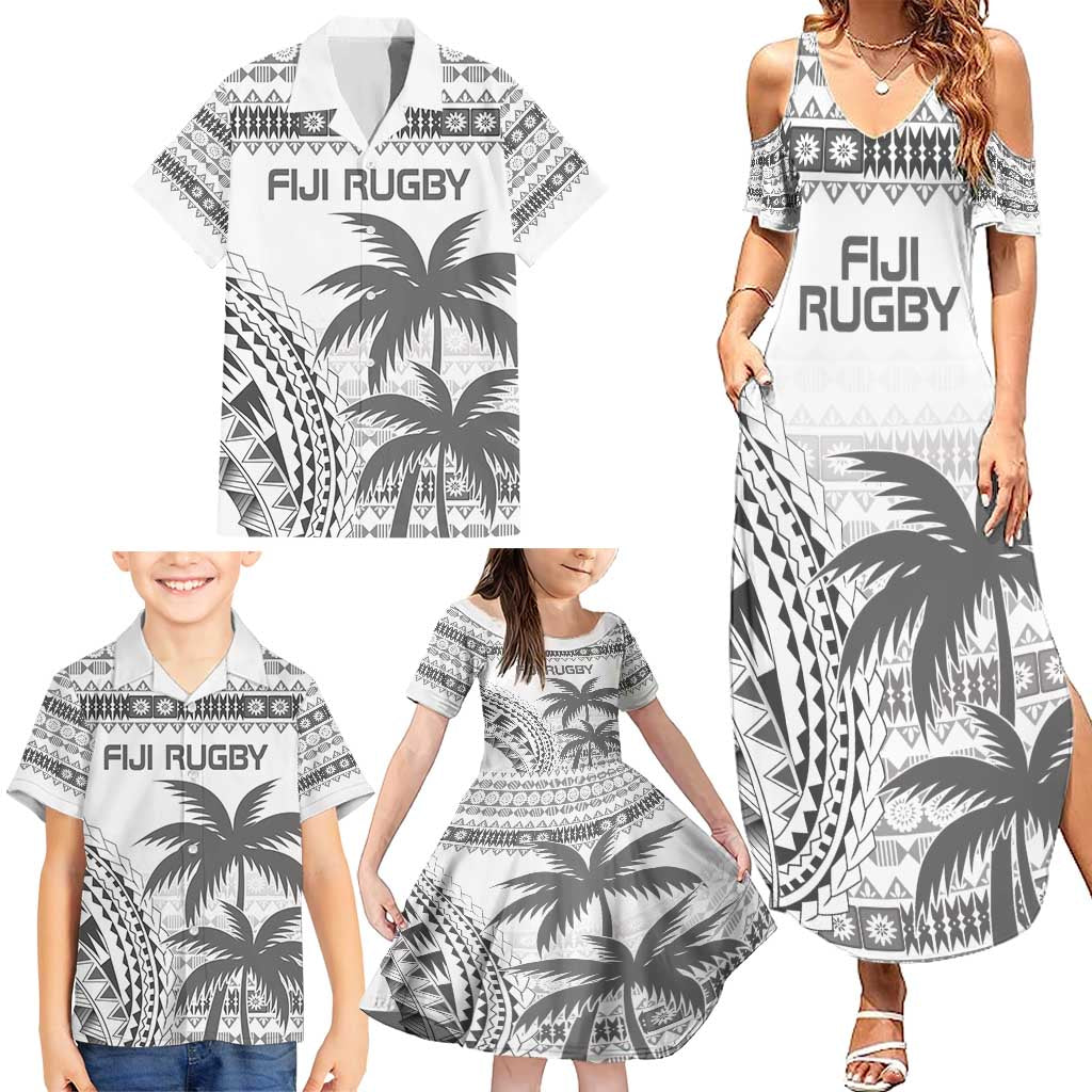 Custom Fiji Rugby Family Matching Summer Maxi Dress and Hawaiian Shirt Polynesian Fijian Masi Palm Tree LT9 - Polynesian Pride