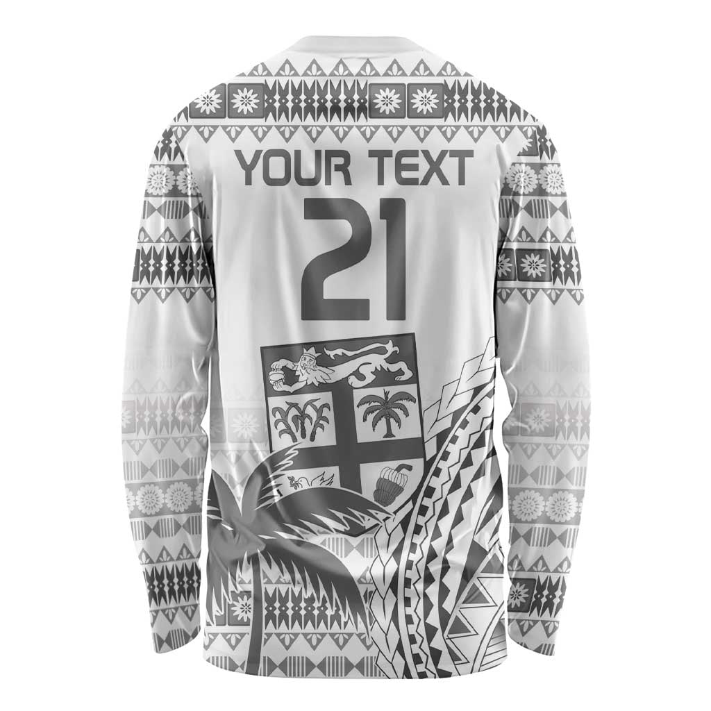 Custom Fiji Rugby Long Sleeve Shirt Polynesian Fijian Masi Palm Tree LT9 - Polynesian Pride