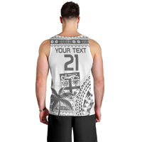 Custom Fiji Rugby Men Tank Top Polynesian Fijian Masi Palm Tree