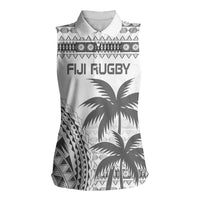 Custom Fiji Rugby Women Sleeveless Polo Shirt Polynesian Fijian Masi Palm Tree LT9 Female White - Polynesian Pride