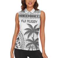 Custom Fiji Rugby Women Sleeveless Polo Shirt Polynesian Fijian Masi Palm Tree LT9 - Polynesian Pride