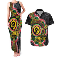 Vanuatu Personalised Couples Matching Tank Maxi Dress and Hawaiian Shirt Aboriginal Dot Paitnting LT9 Black - Polynesian Pride