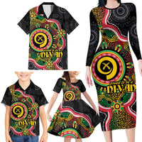 Vanuatu Personalised Family Matching Long Sleeve Bodycon Dress and Hawaiian Shirt Aboriginal Dot Paitnting LT9 - Polynesian Pride
