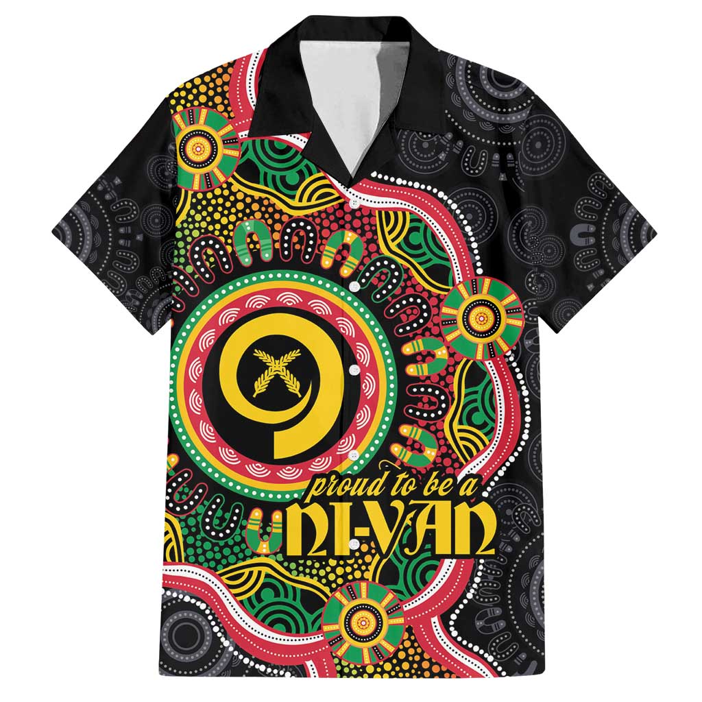 Vanuatu Personalised Family Matching Long Sleeve Bodycon Dress and Hawaiian Shirt Aboriginal Dot Paitnting LT9 Dad's Shirt - Short Sleeve Black - Polynesian Pride