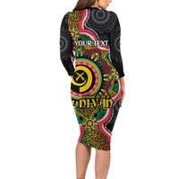 Vanuatu Personalised Family Matching Long Sleeve Bodycon Dress and Hawaiian Shirt Aboriginal Dot Paitnting LT9 - Polynesian Pride