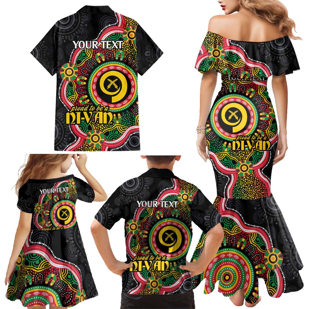 Vanuatu Personalised Family Matching Mermaid Dress and Hawaiian Shirt Aboriginal Dot Paitnting LT9 - Polynesian Pride