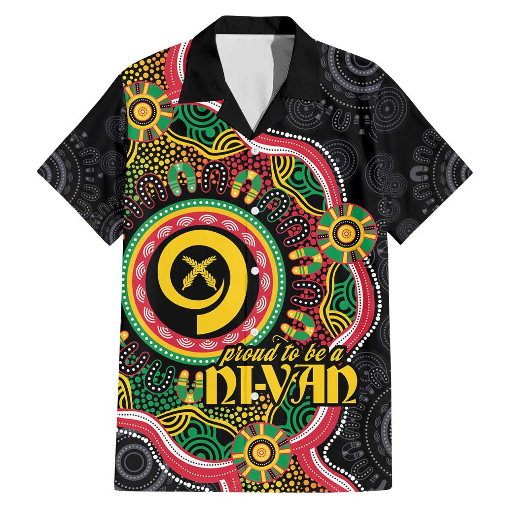 Vanuatu Personalised Family Matching Mermaid Dress and Hawaiian Shirt Aboriginal Dot Paitnting LT9 Dad's Shirt - Short Sleeve Black - Polynesian Pride