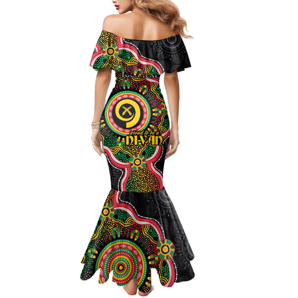 Vanuatu Personalised Family Matching Mermaid Dress and Hawaiian Shirt Aboriginal Dot Paitnting LT9 - Polynesian Pride