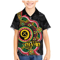 Vanuatu Personalised Family Matching Mermaid Dress and Hawaiian Shirt Aboriginal Dot Paitnting LT9 Son's Shirt Black - Polynesian Pride