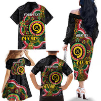 Vanuatu Personalised Family Matching Off The Shoulder Long Sleeve Dress and Hawaiian Shirt Aboriginal Dot Paitnting LT9 - Polynesian Pride