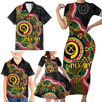 Vanuatu Personalised Family Matching Short Sleeve Bodycon Dress and Hawaiian Shirt Aboriginal Dot Paitnting LT9 - Polynesian Pride