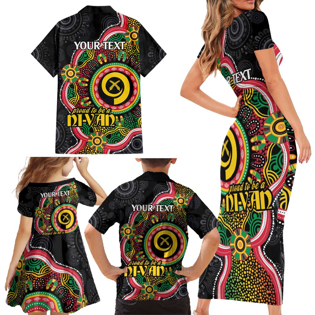 Vanuatu Personalised Family Matching Short Sleeve Bodycon Dress and Hawaiian Shirt Aboriginal Dot Paitnting LT9 - Polynesian Pride