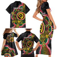 Vanuatu Personalised Family Matching Short Sleeve Bodycon Dress and Hawaiian Shirt Aboriginal Dot Paitnting LT9 - Polynesian Pride