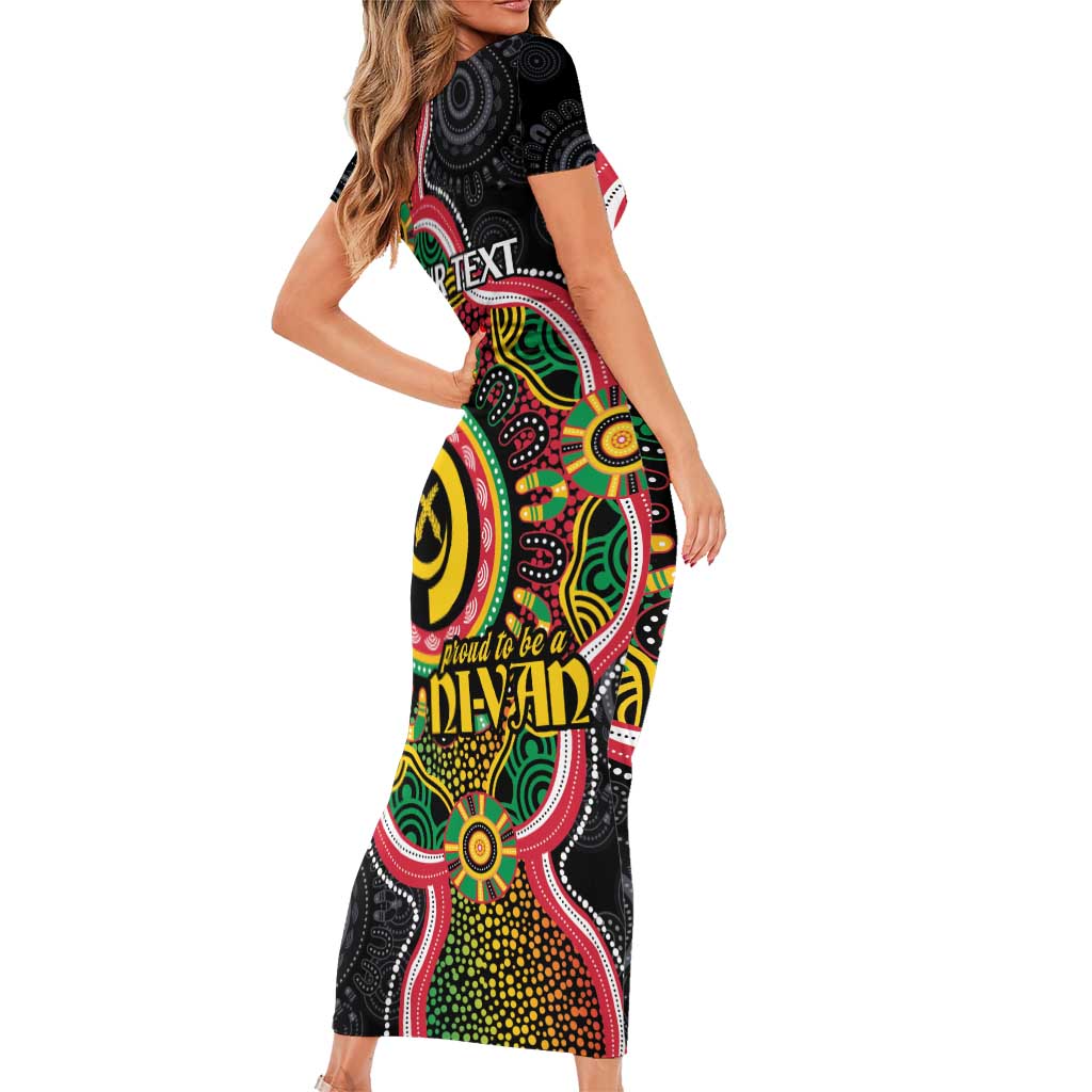 Vanuatu Personalised Family Matching Short Sleeve Bodycon Dress and Hawaiian Shirt Aboriginal Dot Paitnting LT9 - Polynesian Pride