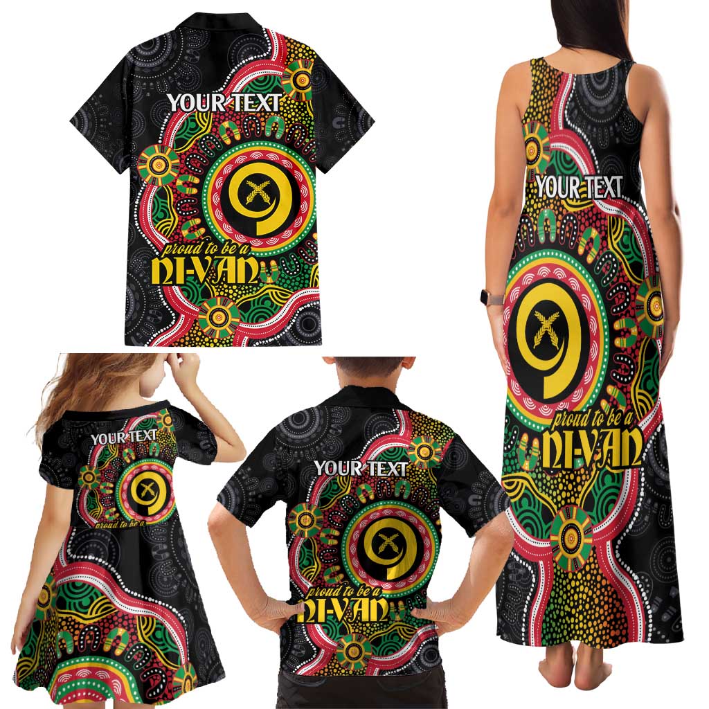 Vanuatu Personalised Family Matching Tank Maxi Dress and Hawaiian Shirt Aboriginal Dot Paitnting LT9 - Polynesian Pride