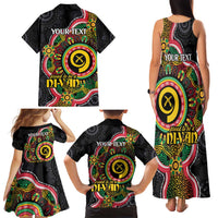 Vanuatu Personalised Family Matching Tank Maxi Dress and Hawaiian Shirt Aboriginal Dot Paitnting LT9 - Polynesian Pride