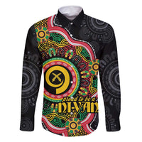 Vanuatu Personalised Family Matching Tank Maxi Dress and Hawaiian Shirt Aboriginal Dot Paitnting LT9 Dad's Shirt - Long Sleeve Black - Polynesian Pride
