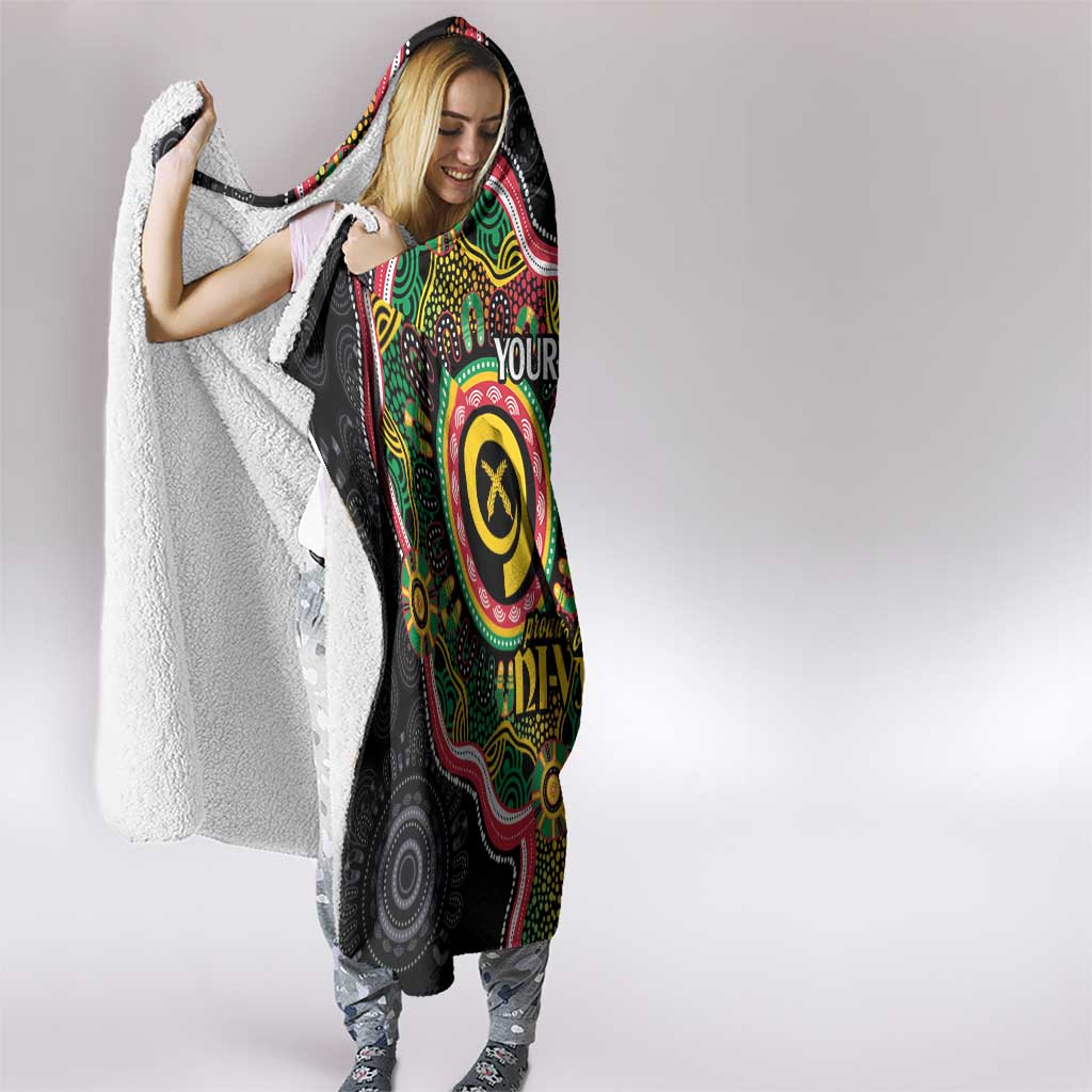 Vanuatu Personalised Hooded Blanket Aboriginal Dot Paitnting - Polynesian Pride