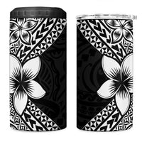 Lotu Tamaiti White Sunday 4 in 1 Can Cooler Tumbler Pacific Plumeria Flowers - Black Version LT9 One Size: 16 oz Black - Polynesian Pride
