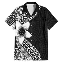 Lotu Tamaiti White Sunday Family Matching Mermaid Dress and Hawaiian Shirt Pacific Plumeria Flowers - Black Version LT9 Dad's Shirt - Short Sleeve Black - Polynesian Pride