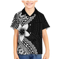 Lotu Tamaiti White Sunday Family Matching Mermaid Dress and Hawaiian Shirt Pacific Plumeria Flowers - Black Version LT9 Son's Shirt Black - Polynesian Pride