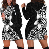 Lotu Tamaiti White Sunday Hoodie Dress Pacific Plumeria Flowers - Black Version LT9 - Polynesian Pride