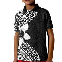 Lotu Tamaiti White Sunday Kid Polo Shirt Pacific Plumeria Flowers - Black Version LT9 Kid Black - Polynesian Pride