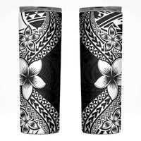 Lotu Tamaiti White Sunday Skinny Tumbler Pacific Plumeria Flowers - Black Version LT9 Black - Polynesian Pride