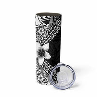 Lotu Tamaiti White Sunday Skinny Tumbler Pacific Plumeria Flowers - Black Version LT9 - Polynesian Pride