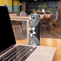 Lotu Tamaiti White Sunday Skinny Tumbler Pacific Plumeria Flowers - Black Version LT9 - Polynesian Pride