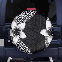 Lotu Tamaiti White Sunday Spare Tire Cover Pacific Plumeria Flowers - Black Version LT9 - Polynesian Pride